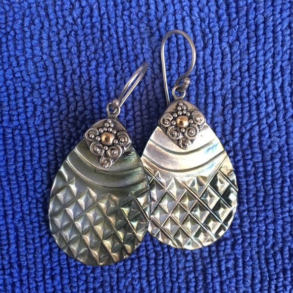 Bali Designs Carved Mother-of-Pearl Earrings - Picture 1 of 6